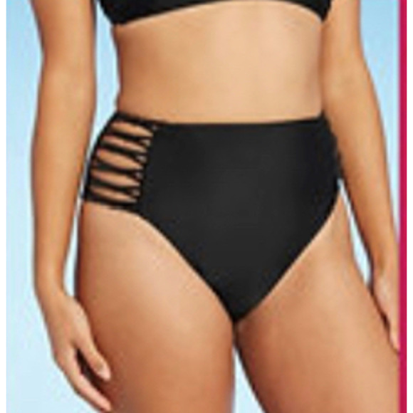 Xhilaration Juniors' Black Cheeky Bikini Swim Bottoms - Size Medium - NWT - Picture 2 of 7